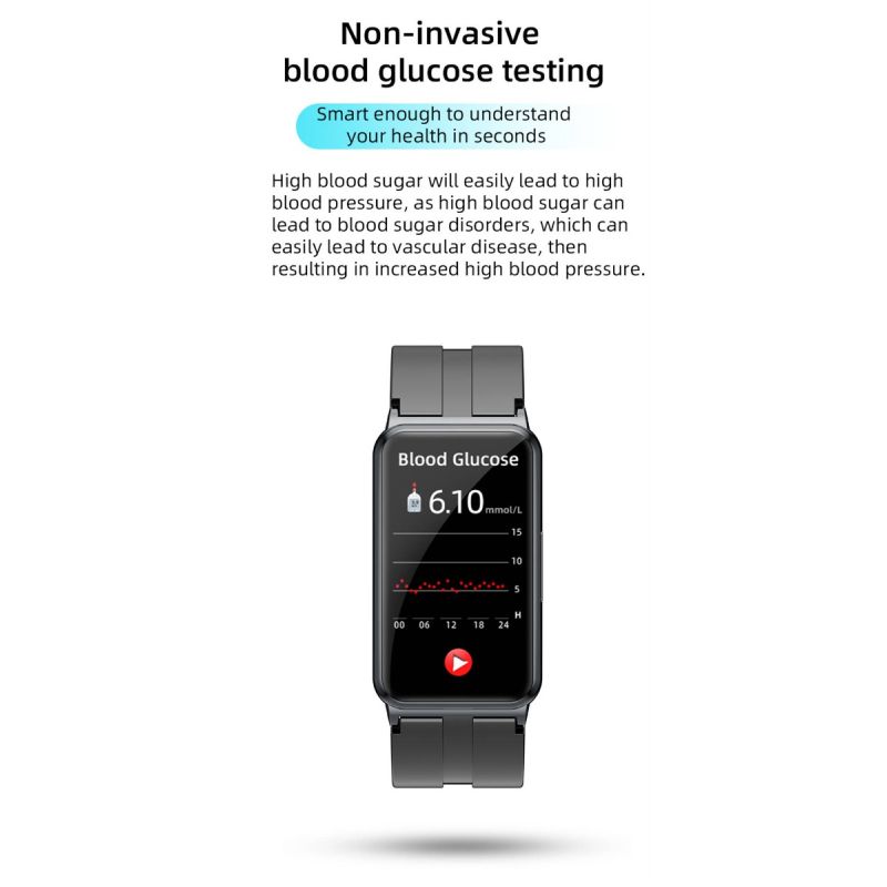 EP01 Blodglukose Sukker Smart Watch - EKG, HRV, puls, temp. 1,47