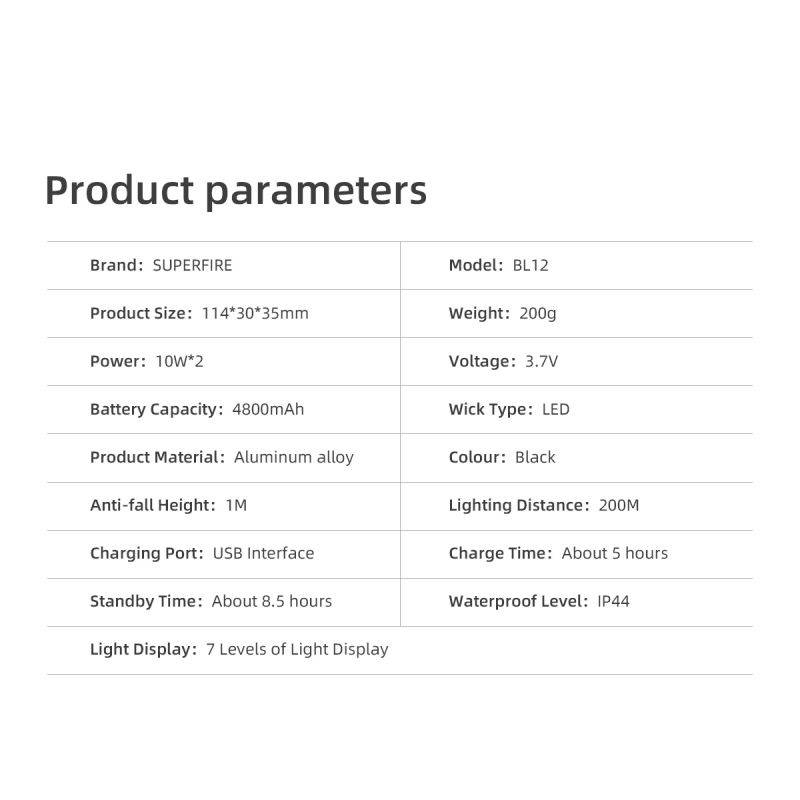 SUPERFIRE BL12 1300LM Cykel Forlygte USB Genopladelig 4800mAh LED Forlygte Cykel Lampe Cykling