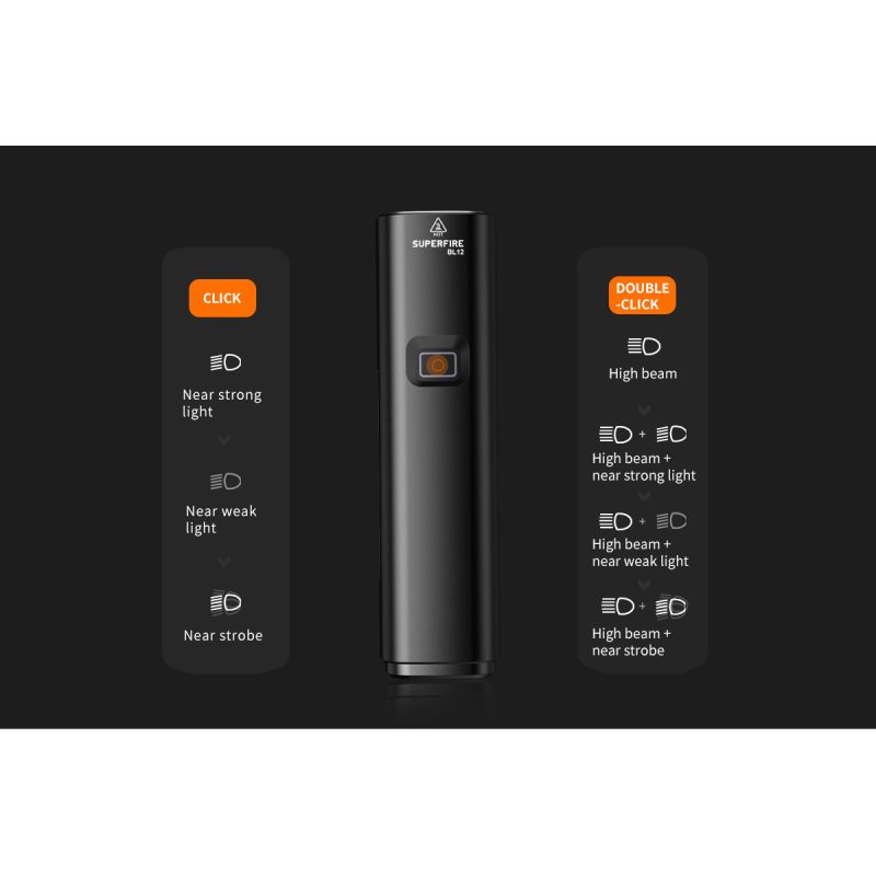 SUPERFIRE BL12 1300LM Cykel Forlygte USB Genopladelig 4800mAh LED Forlygte Cykel Lampe Cykling