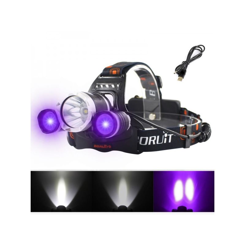 Boruit RJ-3000 LED forlygte T6 hvid lys 1000 lumens udendørs belysning og eventyr udstyr vandtæt lys