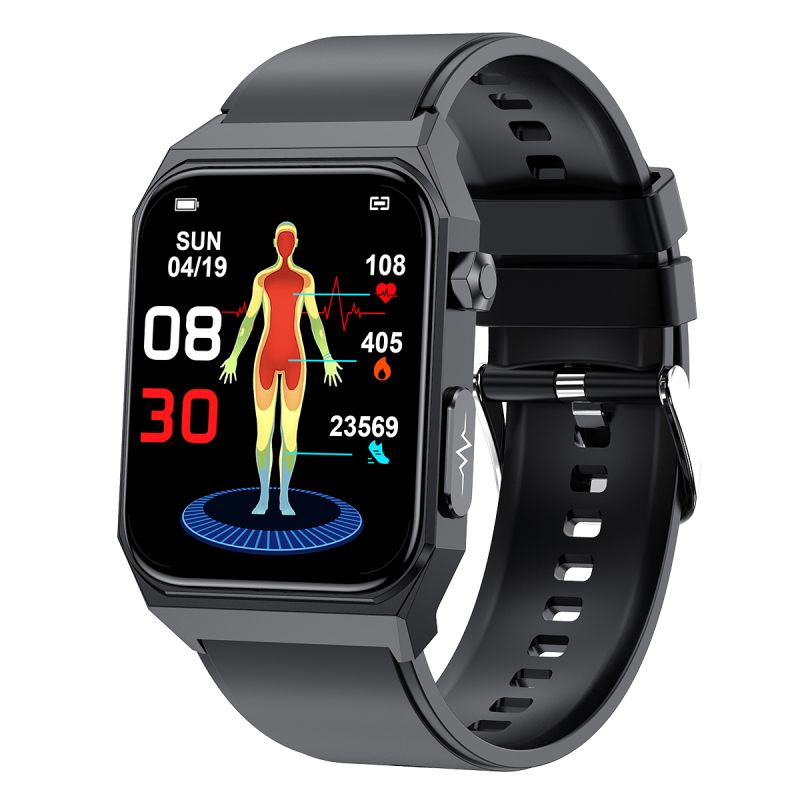 E530 Blodglukose Smartwatch | EKG & Puls | Pulsmåler & Blodtryksmåler | IP68 Vandtæt Smartur Sundhed