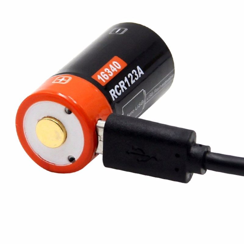 Oplev 16340 650mAh 3.7V Micro USB genopladeligt Li-ion batteri høj energitäthed ideelt til lommelygter