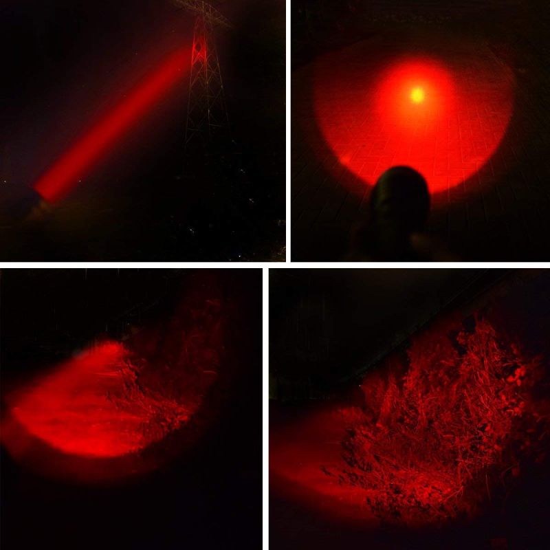 UltraFire WF-502B.2 XP-E2 kompakt og skridsikker lommelygte rød lys justerbar fokus perfekt til natvandring