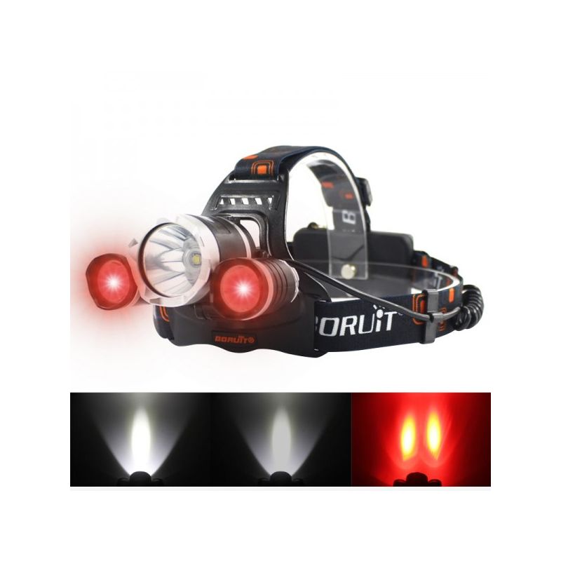 Boruit RJ-3000 LED forlygte T6 hvid lys 1000 lumens udendørs belysning og eventyr udstyr vandtæt lys