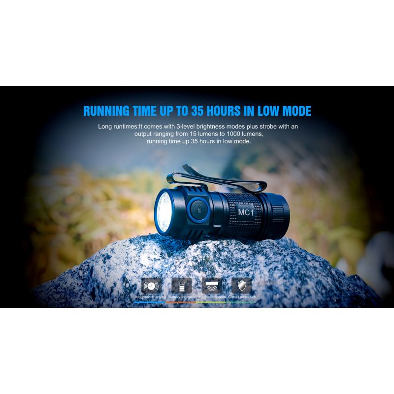 TrustFire MC1 Baton XP-L HI LED lommelygte 1000 lumens kompakt og ultralet med magnetisk opladning til daglig brug