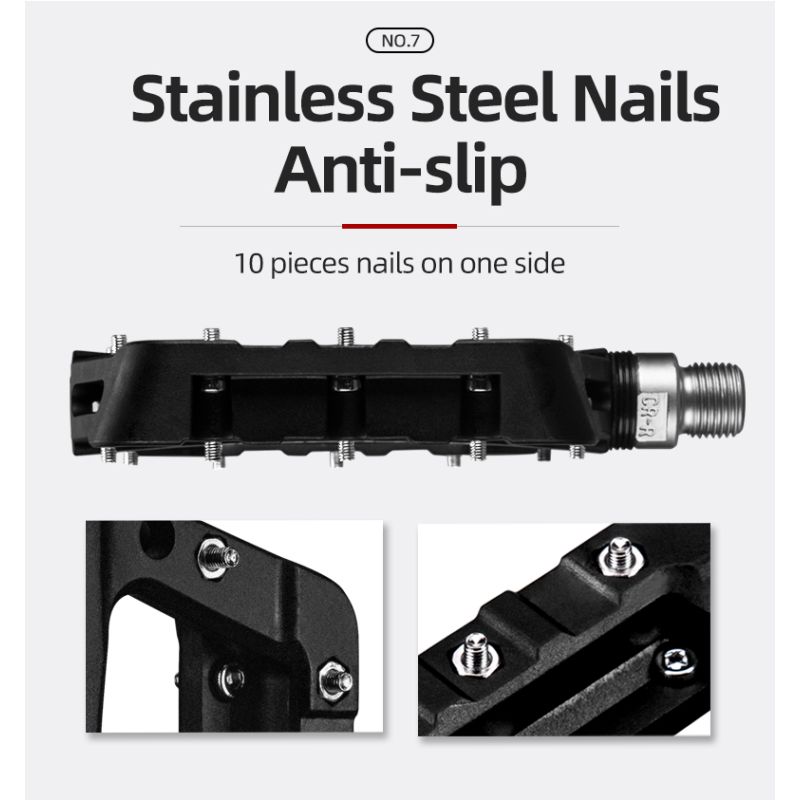 ROCKBROS ultralet cykelpedaler til MTB BMX landevejscykler nylon forseglede lejer holdbar skridsikker stabilitet