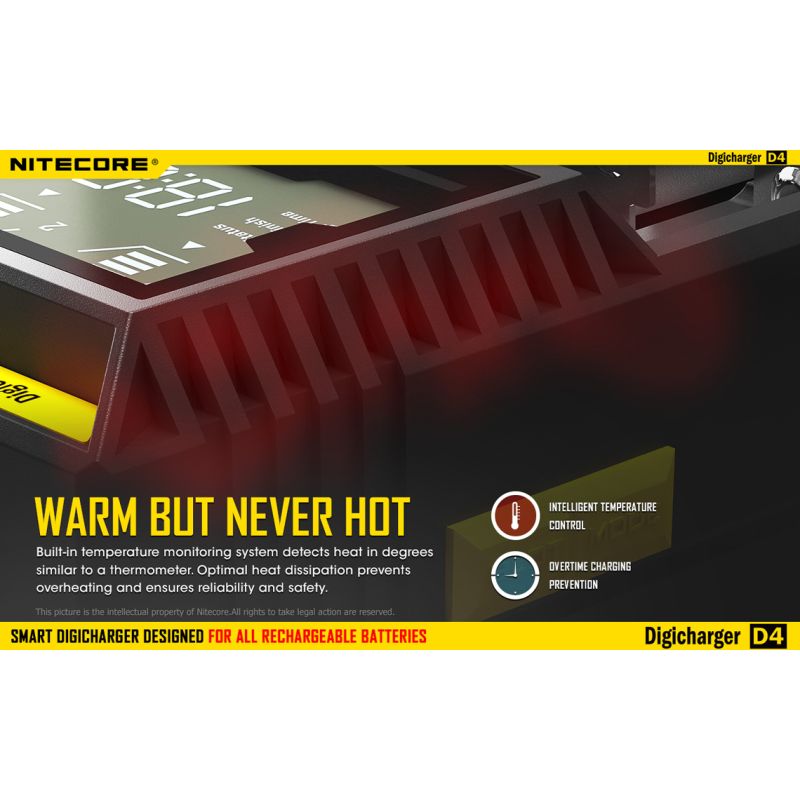 NITECORE D4 DELICHARGER LCD DISPLAY batteri oplader intelligent opladning Li-ion 18650 14500 26650 kompatibel