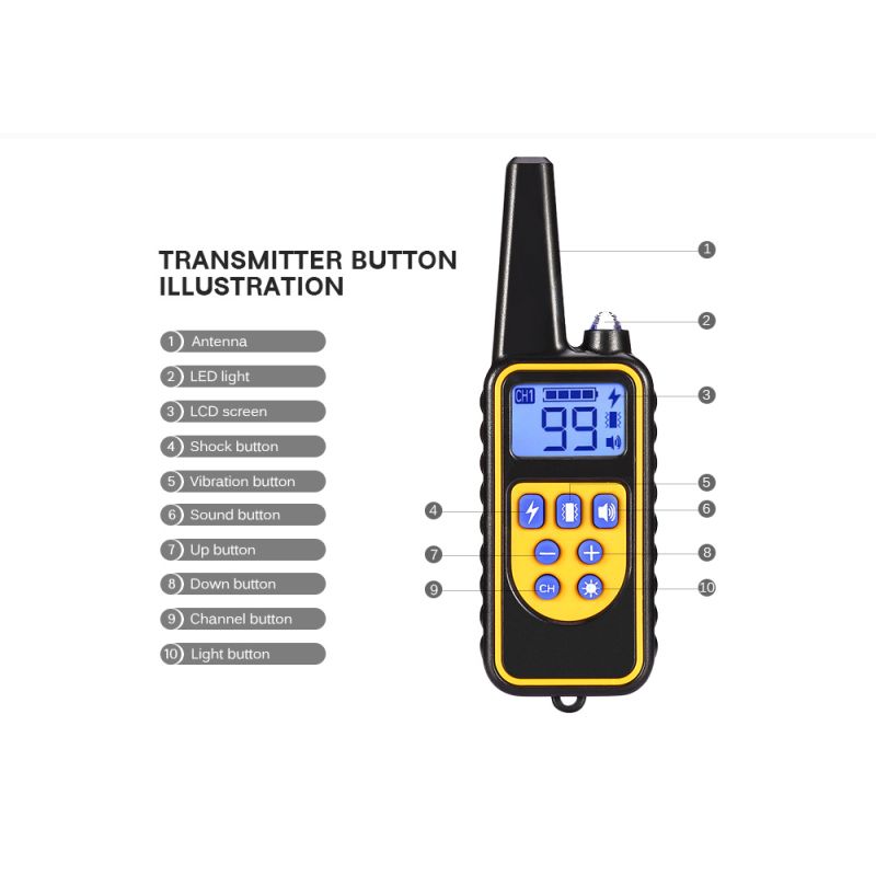 800m Elektrisk Hundetræningskrave Vandtæt Genopladelig Justerbare Vibrationer LCD-skærm Kæledyrstræning