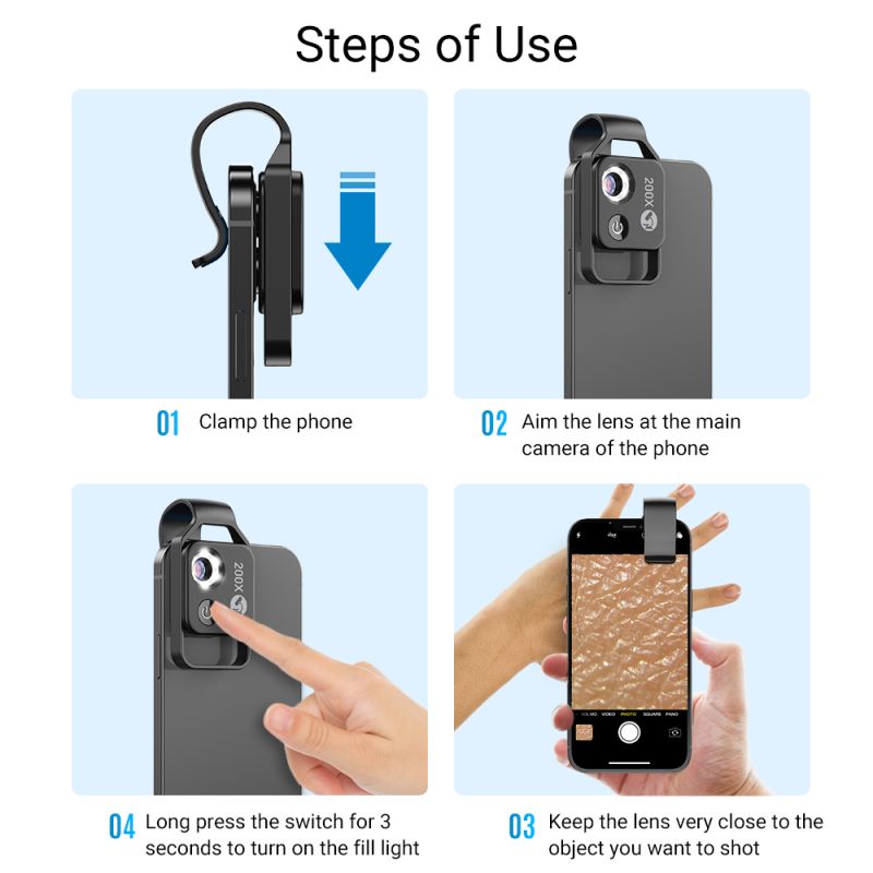 Oplev APEXEL 200X mikroskop linse med CPL LED lys til iPhone Samsung smartphones for naturudforskning