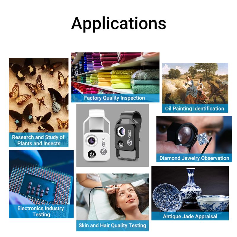 Oplev APEXEL 200X mikroskop linse med CPL LED lys til iPhone Samsung smartphones for naturudforskning