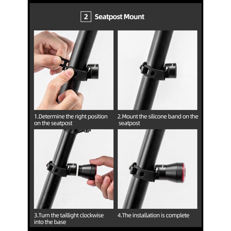 ROCKBROS Q5 cykelsmart lys cykelsikkerhed LED cykelbaglygte IPx6 vandtæt auto bremsesensor lys