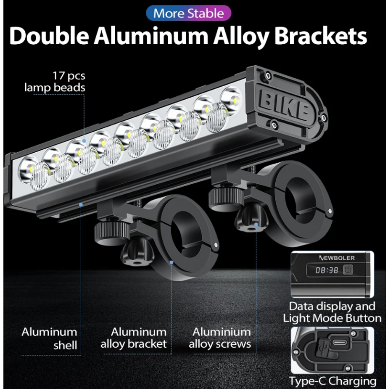 Oplev NITEBEAM cykellygte ultrakraftig 10000 lumen til MTB landevejscykling med USB opladning vandtæt design