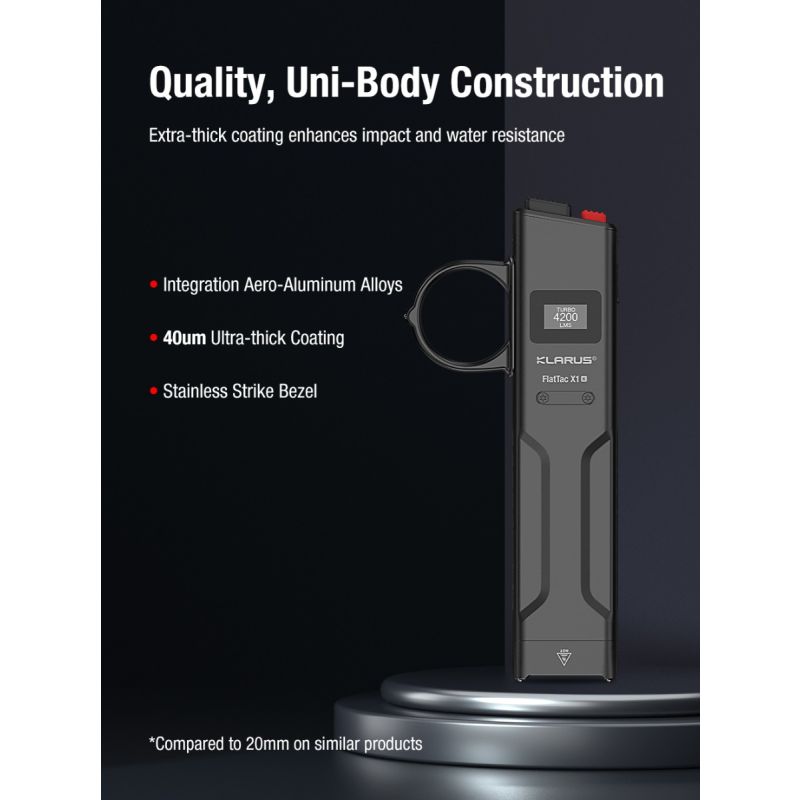 Klarus X1 EDC Taktisk Lommelygte 4200LM Ultra-tynd, Luminus SST-70 LED Udendørs Nødlygte