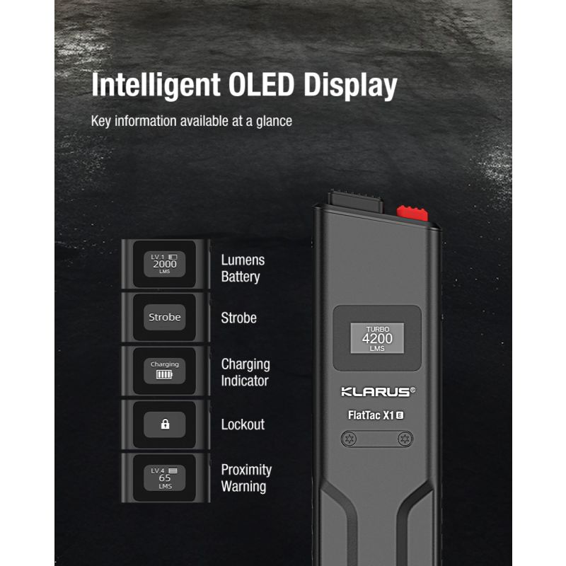 Klarus X1 EDC Taktisk Lommelygte 4200LM Ultra-tynd, Luminus SST-70 LED Udendørs Nødlygte