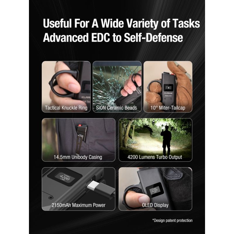 Klarus X1 EDC Taktisk Lommelygte 4200LM Ultra-tynd, Luminus SST-70 LED Udendørs Nødlygte