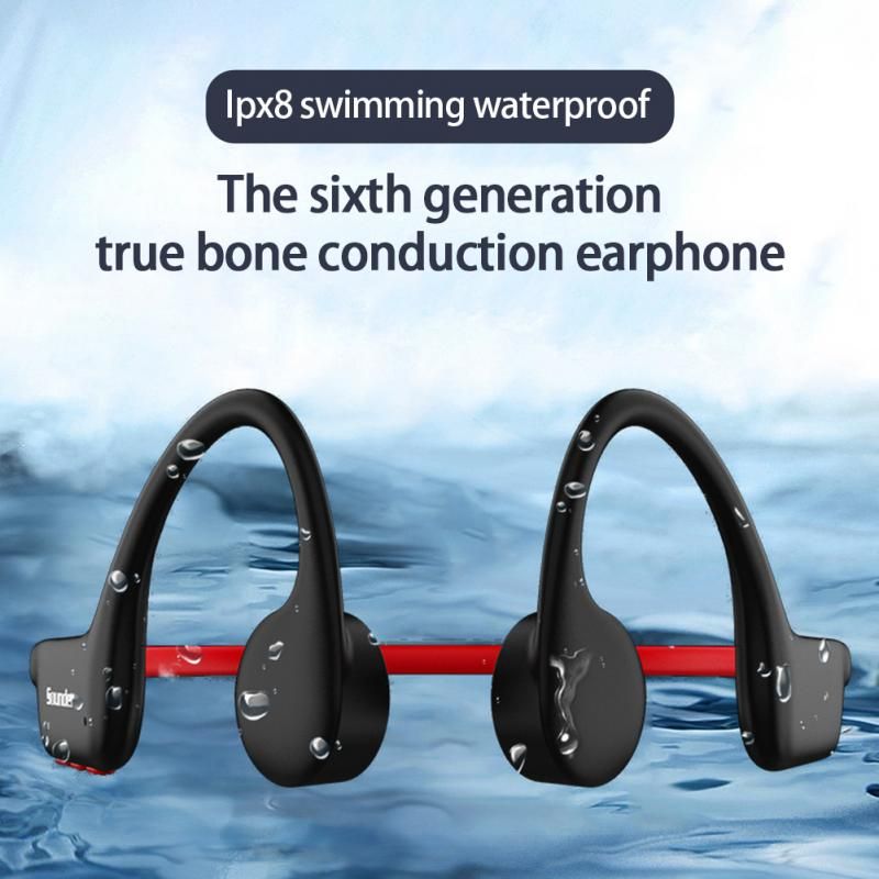 Knogleledning Svømmeøretelefoner 16GB Musiklager IP68 Vandtæt Trådløse Bluetooth Sportshovedtelefoner SwimMP3