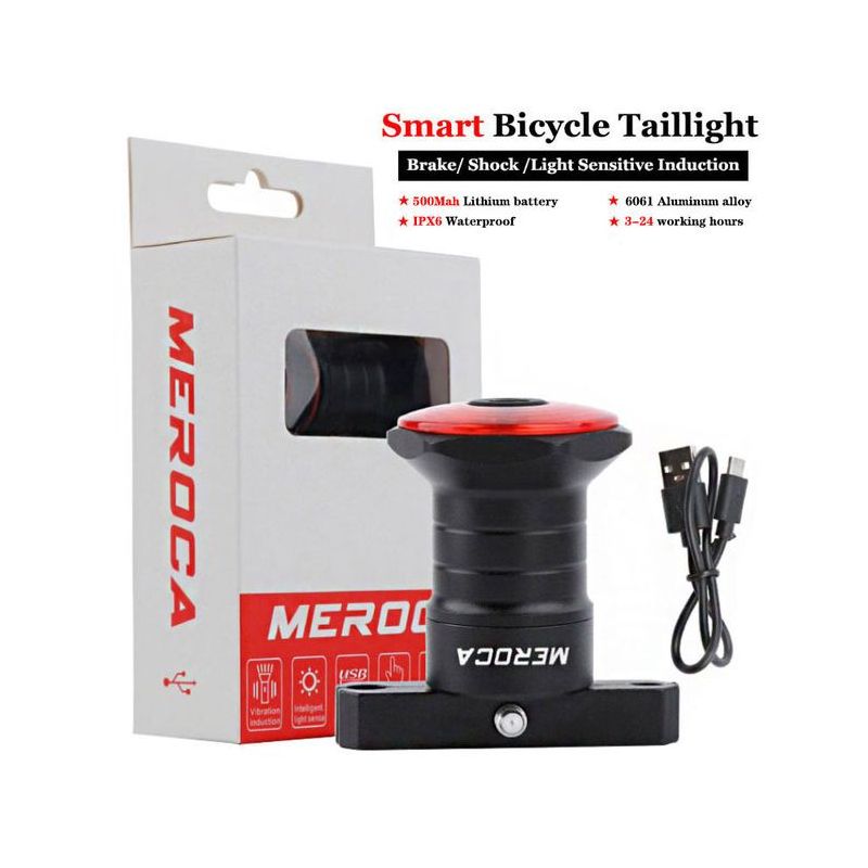 Smart cykelbaglygte med auto start stop USB opladning IPX6 vandtæt for cykel sikkerhed og synlighed
