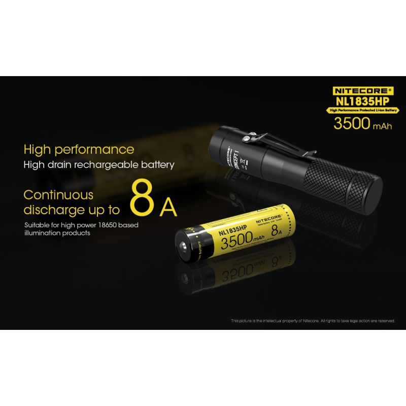 Effektiv Nitecore NL1835HP 3500mAh højtydende 18650 batteri perfekt til lommelygte og udendørs entusiaster