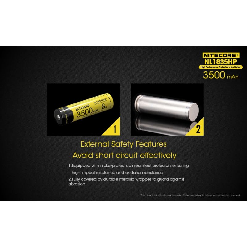 Effektiv Nitecore NL1835HP 3500mAh højtydende 18650 batteri perfekt til lommelygte og udendørs entusiaster
