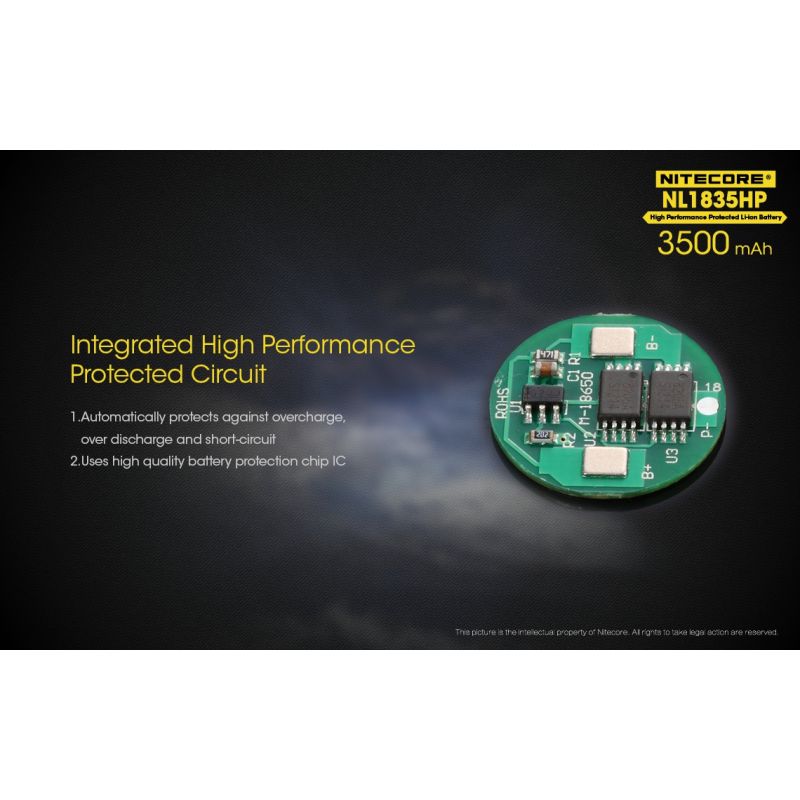 Effektiv Nitecore NL1835HP 3500mAh højtydende 18650 batteri perfekt til lommelygte og udendørs entusiaster