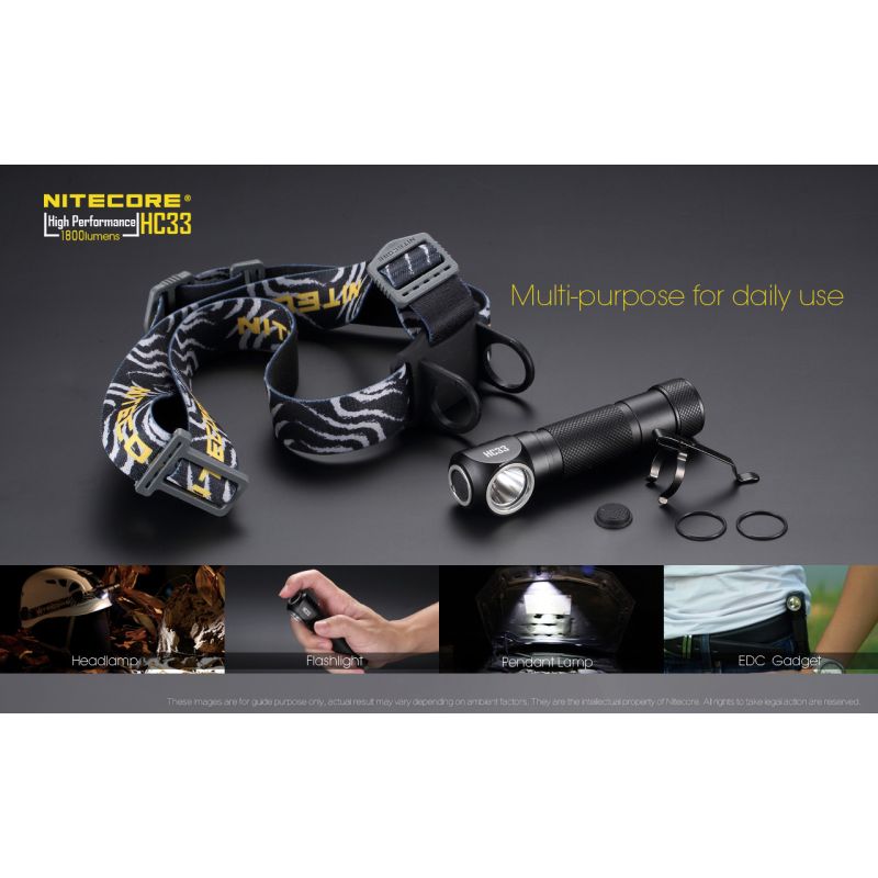 Nitecore HC33 XHP35 LED forlygte 1800 lumen genopladelig udendørs belysning camping hjelmkompatibel multifunktionel