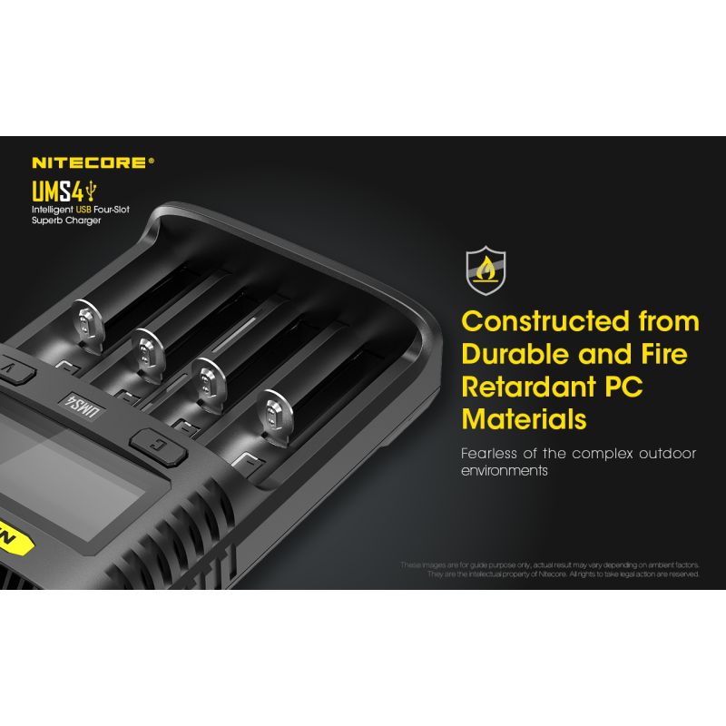 Nitecore UMS4 intelligent USB oplader fire-slot oplader med hurtig opladning til batterientusiaster
