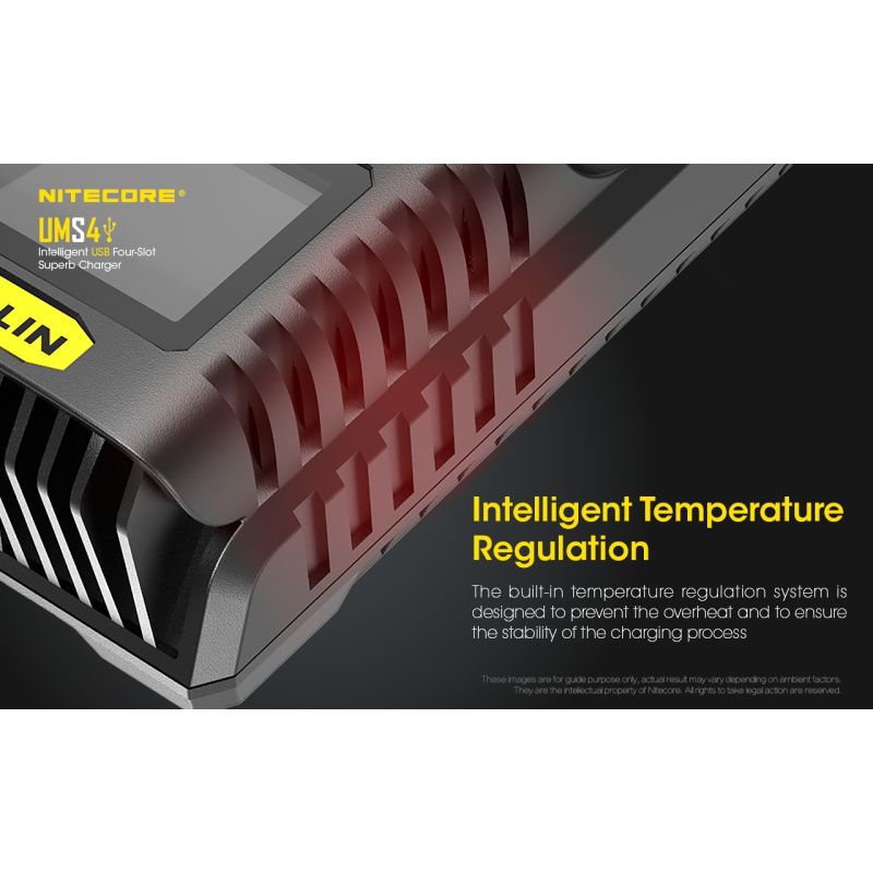 Nitecore UMS4 intelligent USB oplader fire-slot oplader med hurtig opladning til batterientusiaster