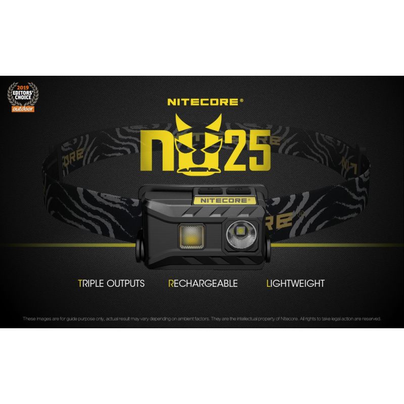 Nitecore NU25 XP-G2 S3 LED 360 lumen genopladelig forlygte letvægts forlygte ideel til campingudstyr og nat synlighed