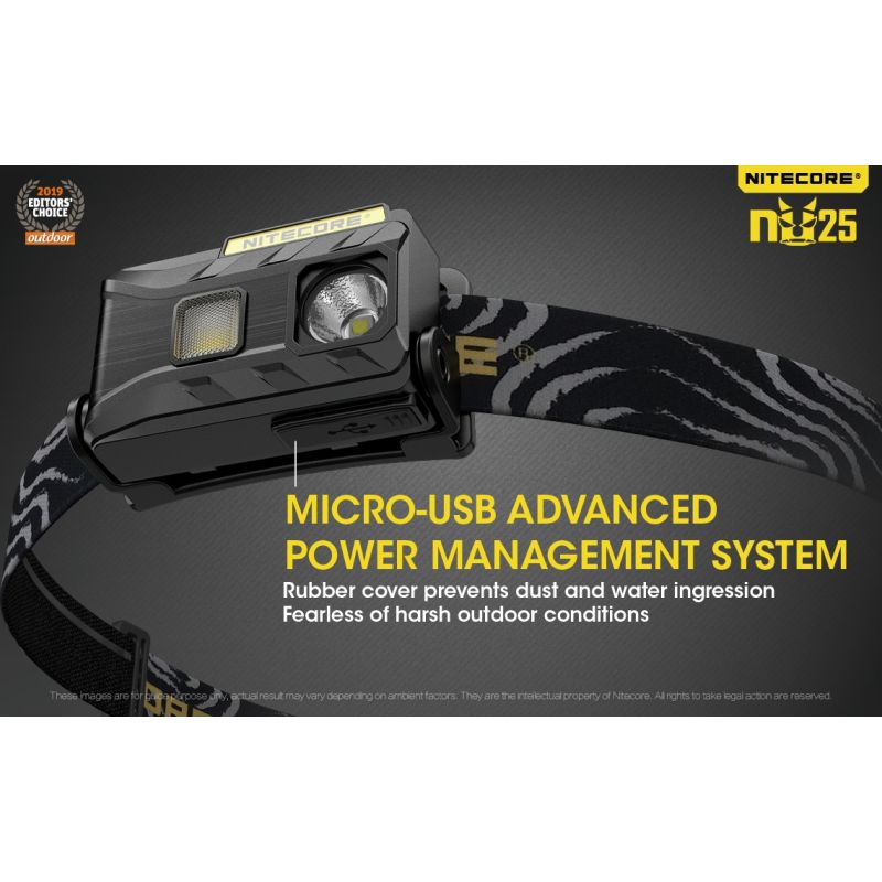 Nitecore NU25 XP-G2 S3 LED 360 lumen genopladelig forlygte letvægts forlygte ideel til campingudstyr og nat synlighed
