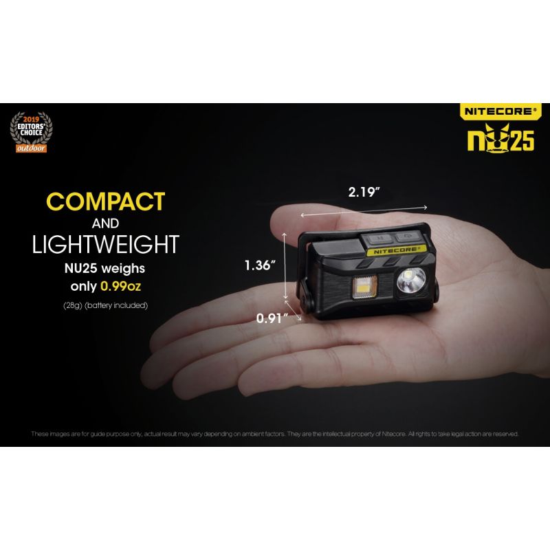 Nitecore NU25 XP-G2 S3 LED 360 lumen genopladelig forlygte letvægts forlygte ideel til campingudstyr og nat synlighed