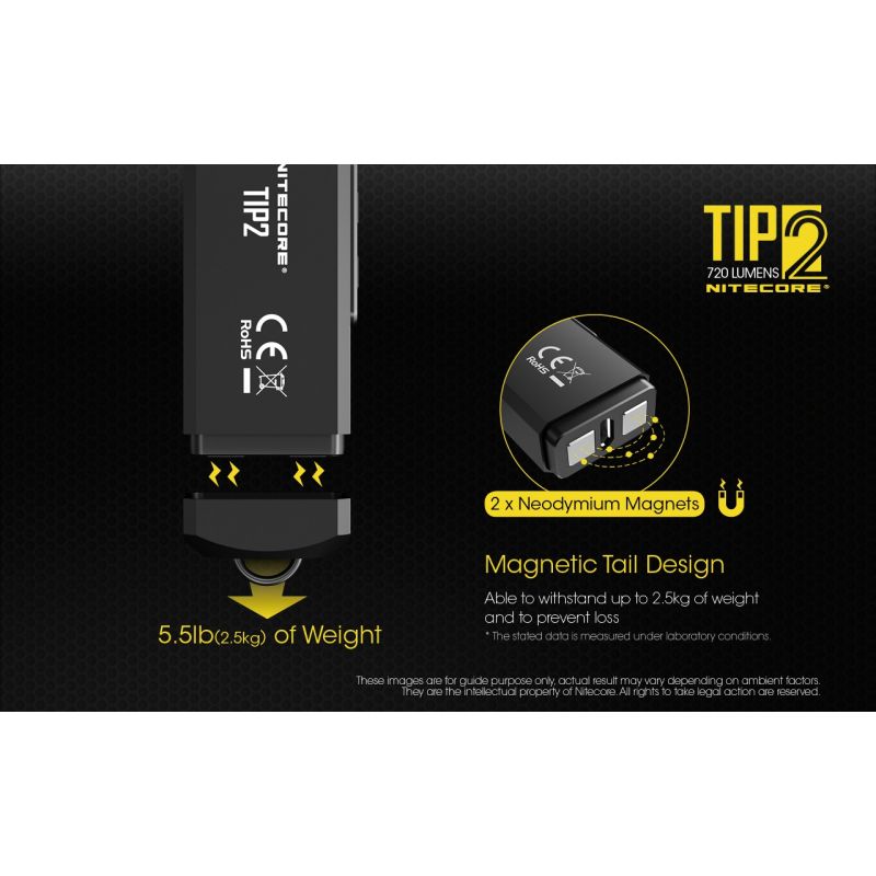 Oplev NITECORE TIP2 USB genopladelig 720 lumen nøglering lommelygte kompakt design til hverdagsbrug og camping