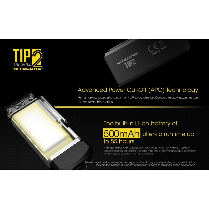 Oplev NITECORE TIP2 USB genopladelig 720 lumen nøglering lommelygte kompakt design til hverdagsbrug og camping