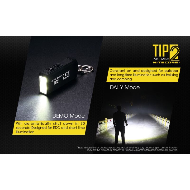 Oplev NITECORE TIP2 USB genopladelig 720 lumen nøglering lommelygte kompakt design til hverdagsbrug og camping