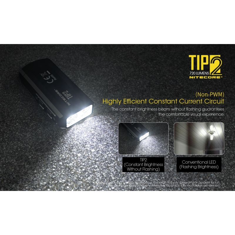 Oplev NITECORE TIP2 USB genopladelig 720 lumen nøglering lommelygte kompakt design til hverdagsbrug og camping