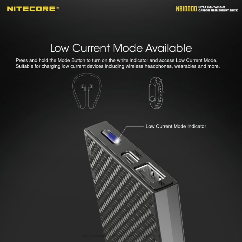NITECORE NB10000 10000mAh letvægts powerbank QC Dual Port USB USB-C kompakt hurtig opladning smartphone tilbehør