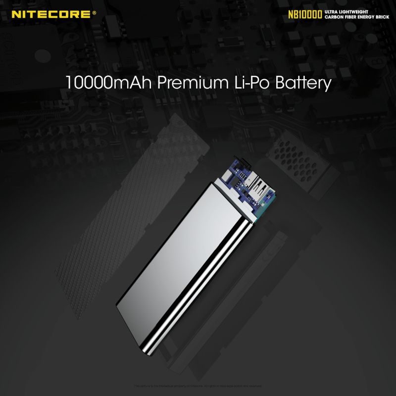 NITECORE NB10000 10000mAh letvægts powerbank QC Dual Port USB USB-C kompakt hurtig opladning smartphone tilbehør