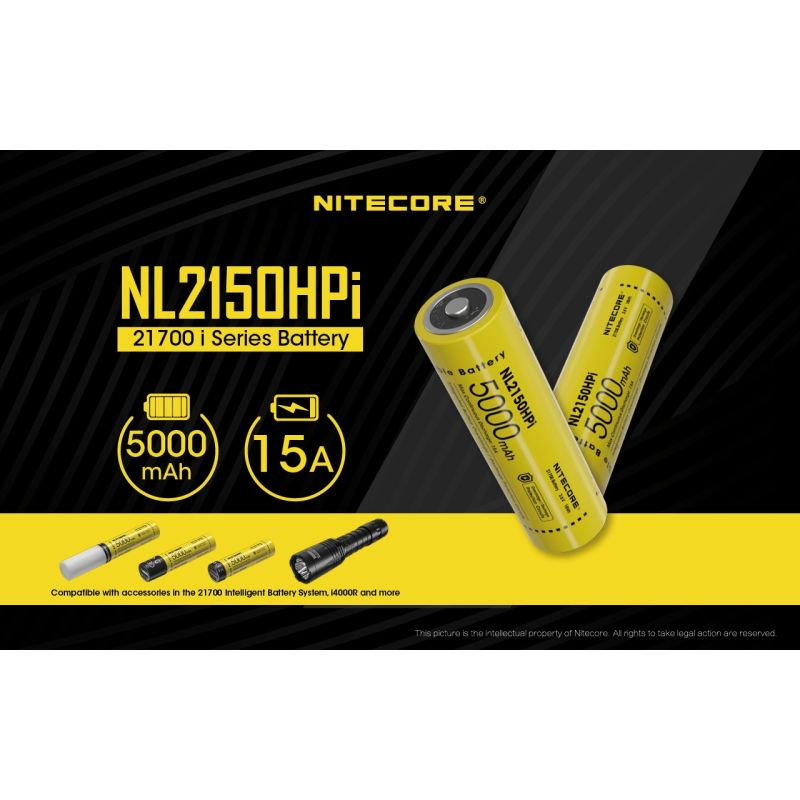 NITECORE NL2150HPI 5000mAh 3.6V 21700 Li-ion batteri høj ydeevne og sikkerhed for elektroniske enheder