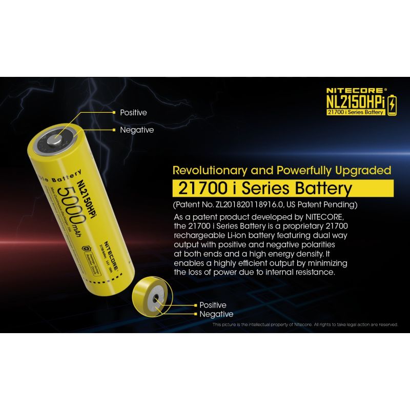 NITECORE NL2150HPI 5000mAh 3.6V 21700 Li-ion batteri høj ydeevne og sikkerhed for elektroniske enheder