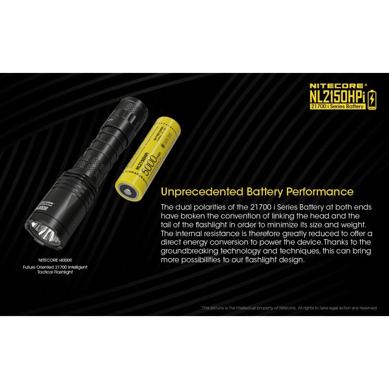 NITECORE NL2150HPI 5000mAh 3.6V 21700 Li-ion batteri høj ydeevne og sikkerhed for elektroniske enheder