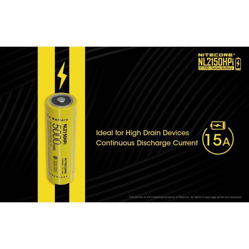 NITECORE NL2150HPI 5000mAh 3.6V 21700 Li-ion batteri høj ydeevne og sikkerhed for elektroniske enheder