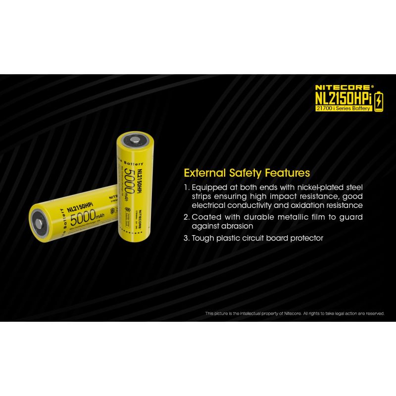 NITECORE NL2150HPI 5000mAh 3.6V 21700 Li-ion batteri høj ydeevne og sikkerhed for elektroniske enheder