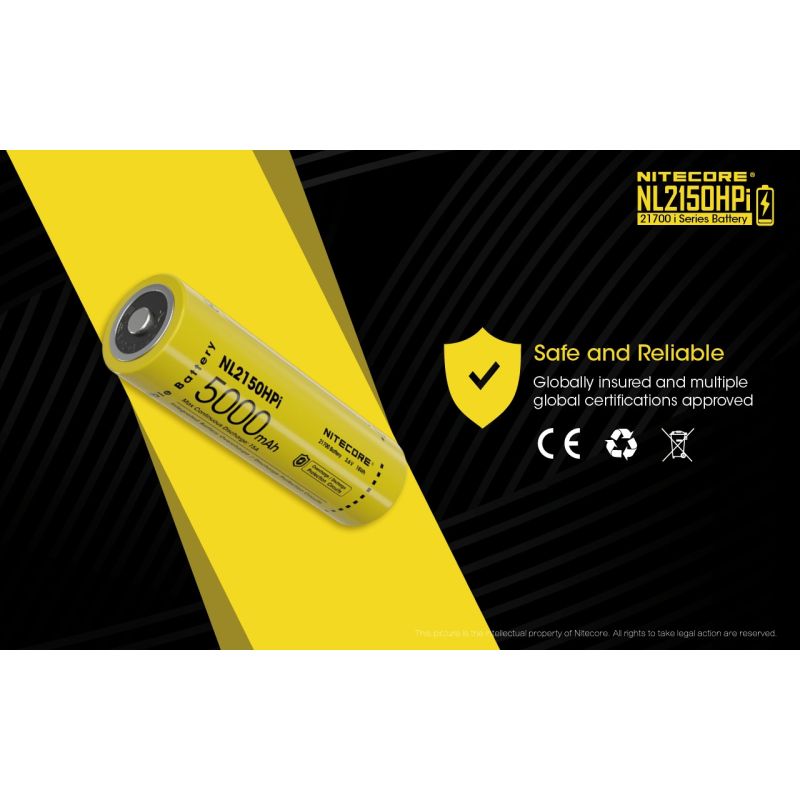 NITECORE NL2150HPI 5000mAh 3.6V 21700 Li-ion batteri høj ydeevne og sikkerhed for elektroniske enheder