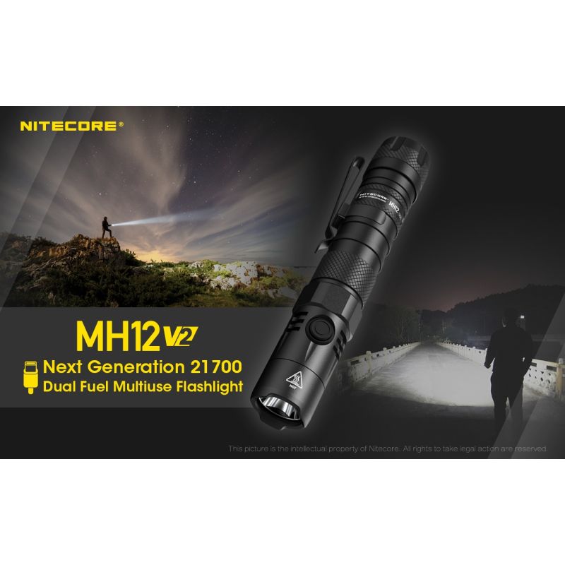 Nitecore MH12 V2 XP-L2 V6 LED lommelygte 1200 lumen perfekt til udendørs eventyr med alsidige strømmuligheder