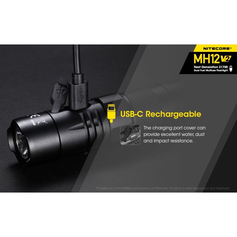 Nitecore MH12 V2 XP-L2 V6 LED lommelygte 1200 lumen perfekt til udendørs eventyr med alsidige strømmuligheder