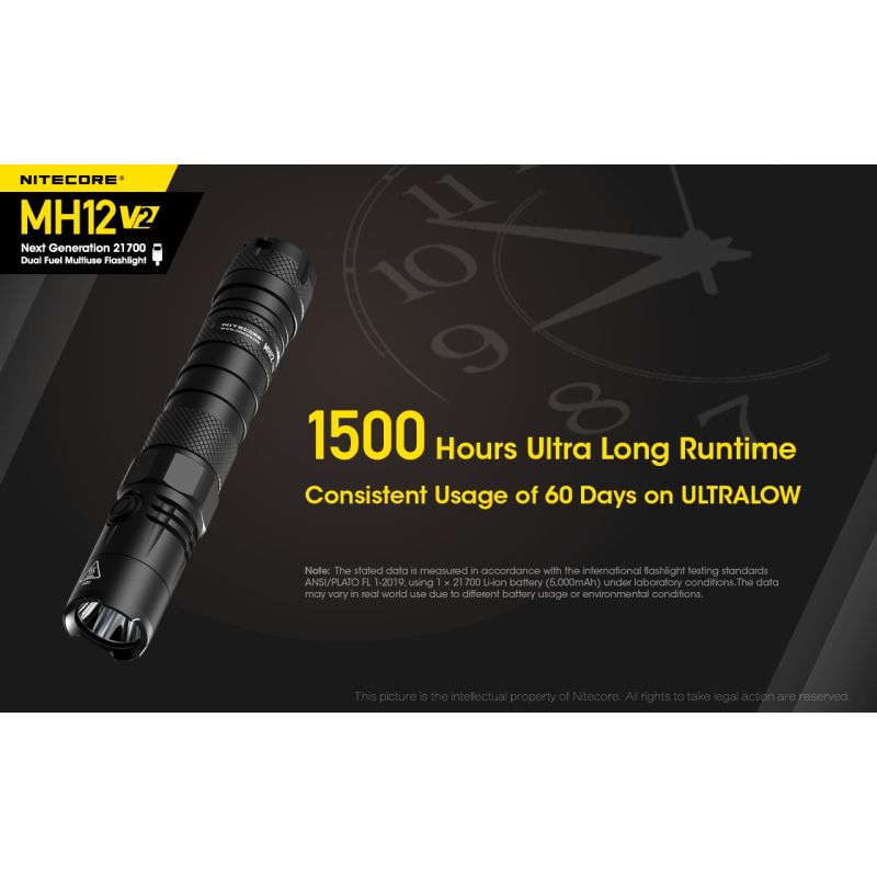 Nitecore MH12 V2 XP-L2 V6 LED lommelygte 1200 lumen perfekt til udendørs eventyr med alsidige strømmuligheder