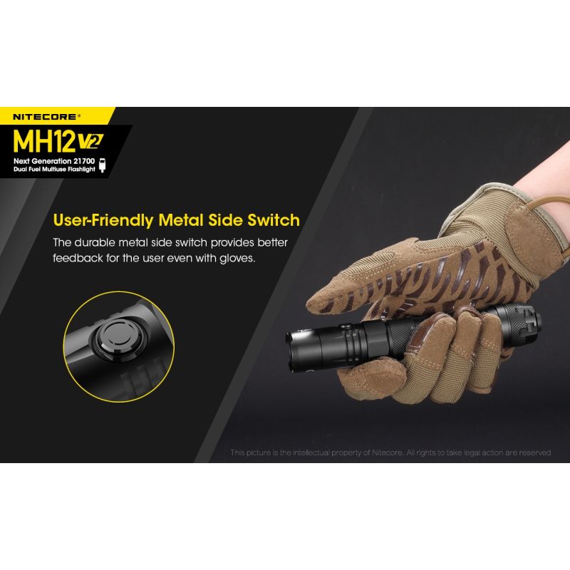 Nitecore MH12 V2 XP-L2 V6 LED lommelygte 1200 lumen perfekt til udendørs eventyr med alsidige strømmuligheder