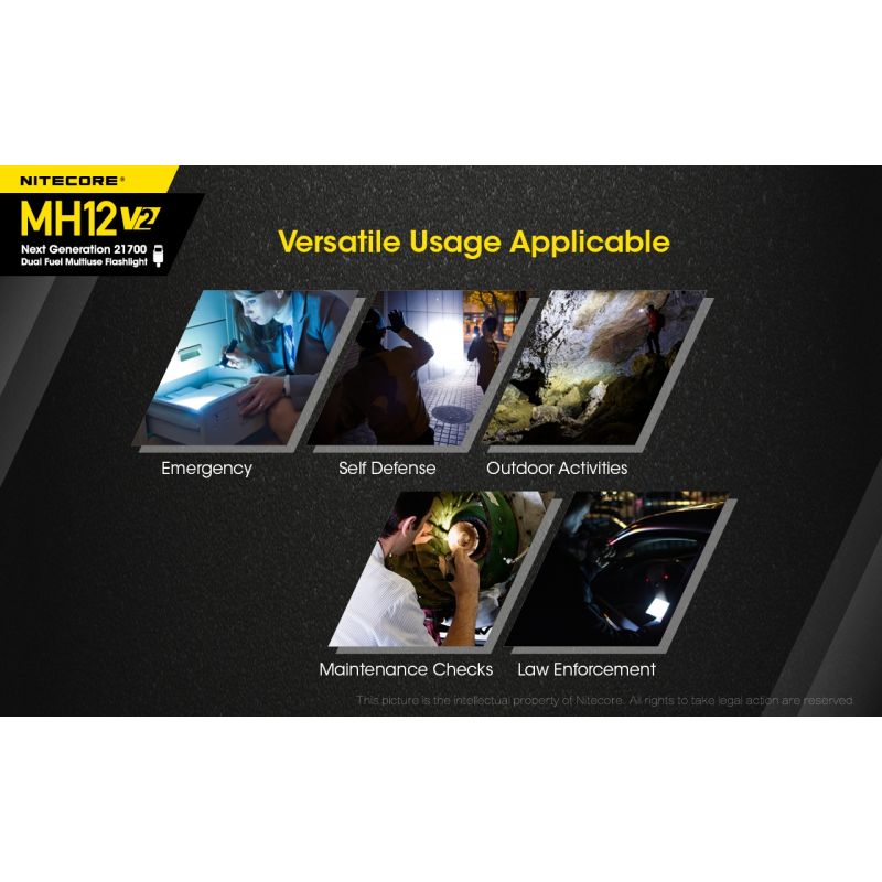 Nitecore MH12 V2 XP-L2 V6 LED lommelygte 1200 lumen perfekt til udendørs eventyr med alsidige strømmuligheder