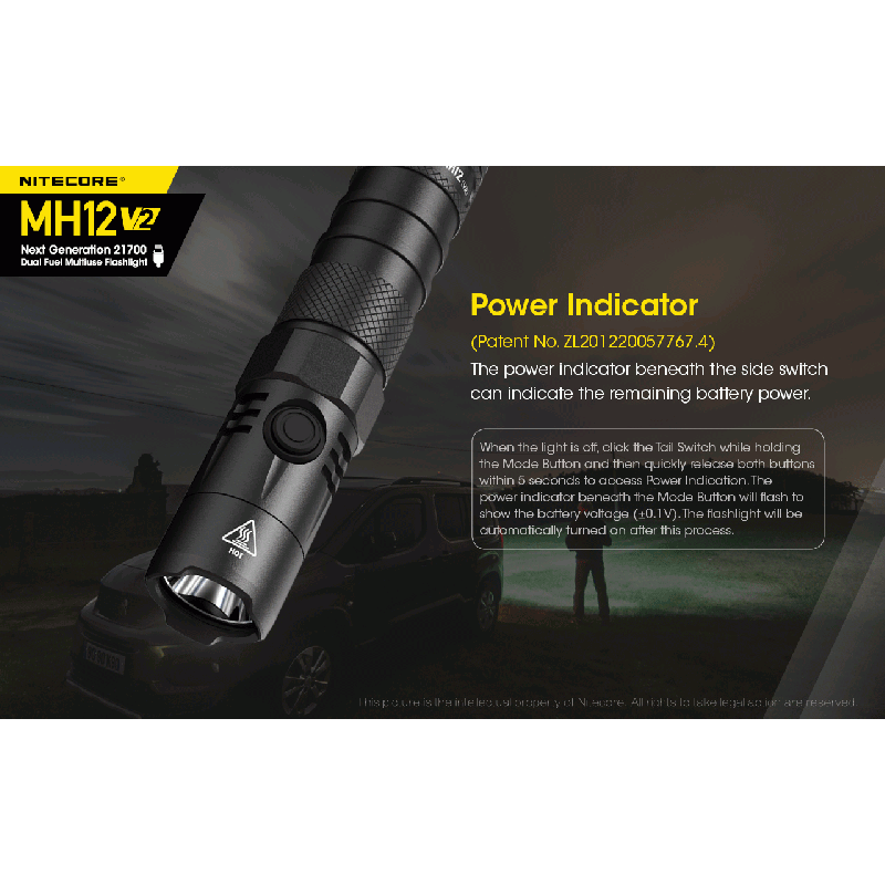Nitecore MH12 V2 XP-L2 V6 LED lommelygte 1200 lumen perfekt til udendørs eventyr med alsidige strømmuligheder