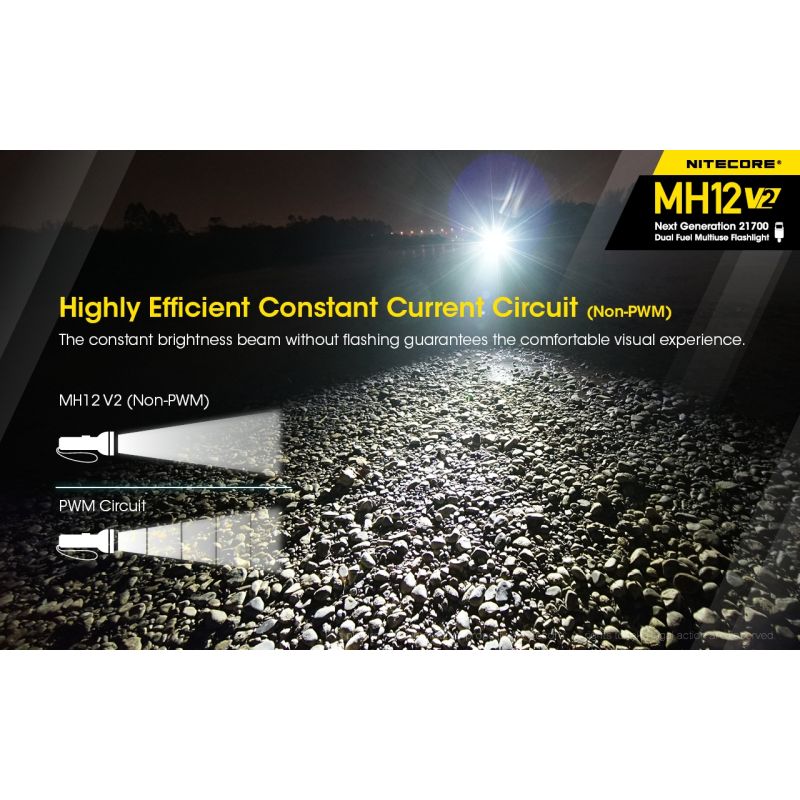Nitecore MH12 V2 XP-L2 V6 LED lommelygte 1200 lumen perfekt til udendørs eventyr med alsidige strømmuligheder