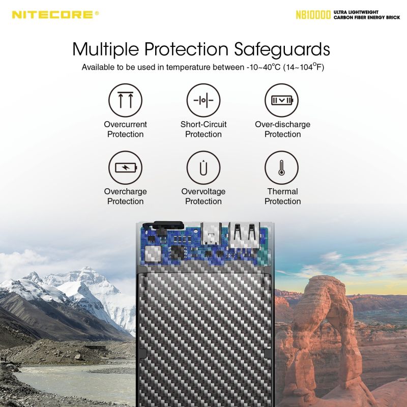 NITECORE NB10000 10000mAh letvægts powerbank QC Dual Port USB USB-C kompakt hurtig opladning smartphone tilbehør
